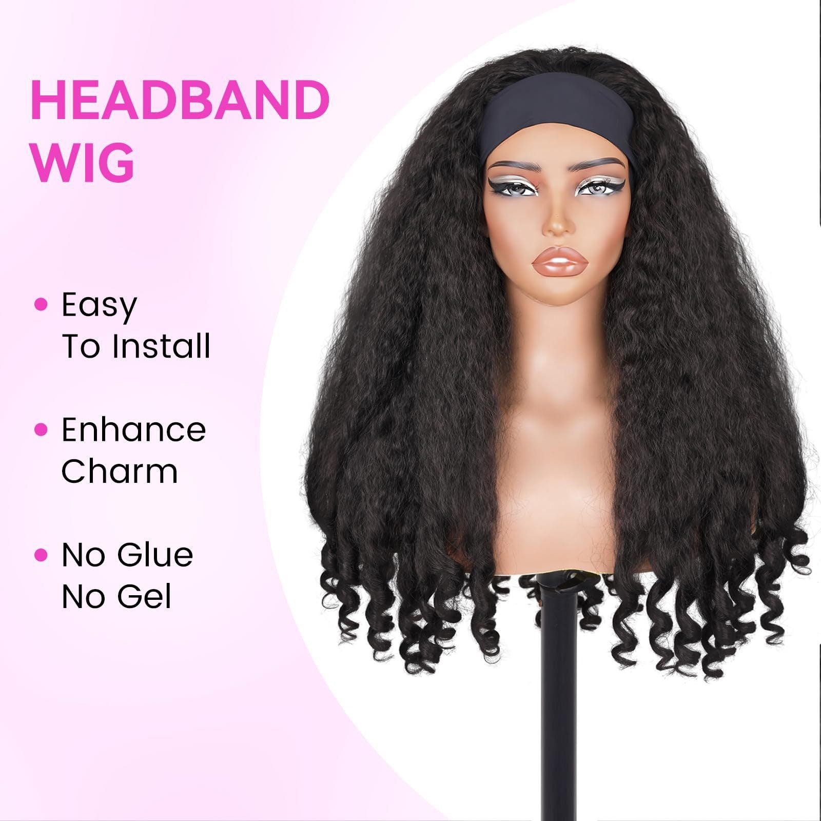Crown Curl Headband Wig – Natural Yaki Texture