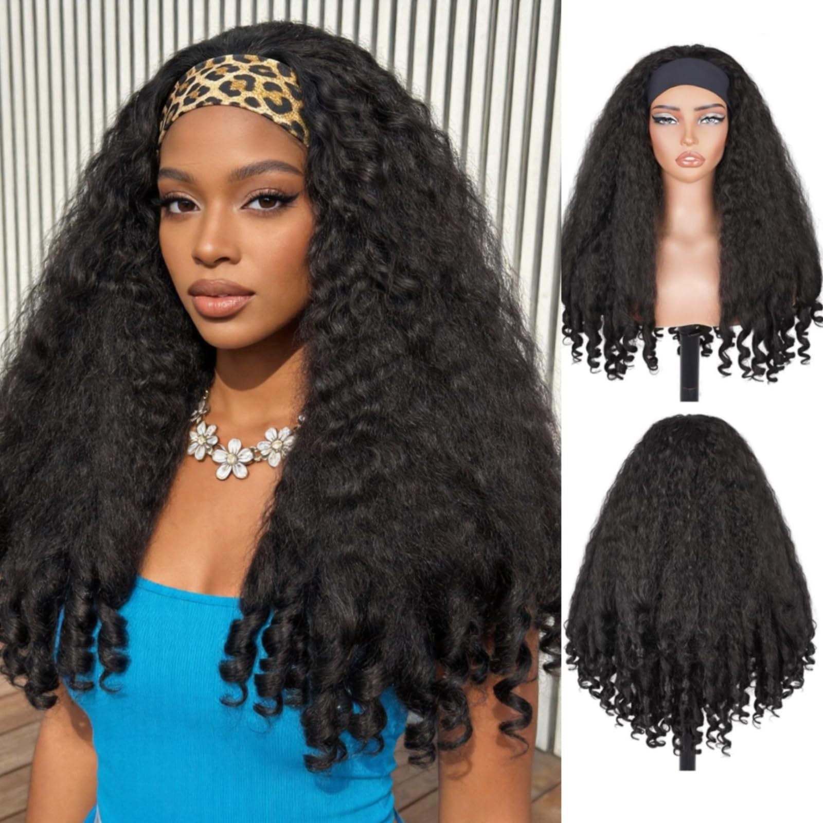 Crown Curl Headband Wig – Natural Yaki Texture