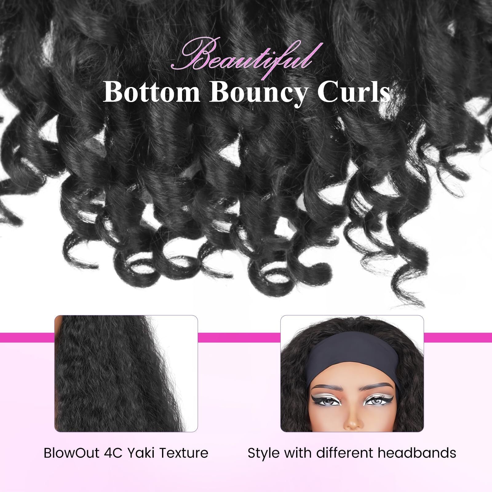 Crown Curl Headband Wig – Natural Yaki Texture