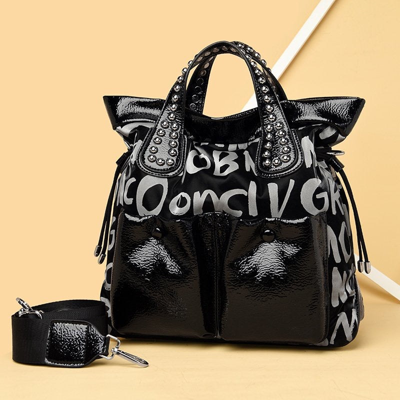 Claudia Faux Lettered Tote Bag