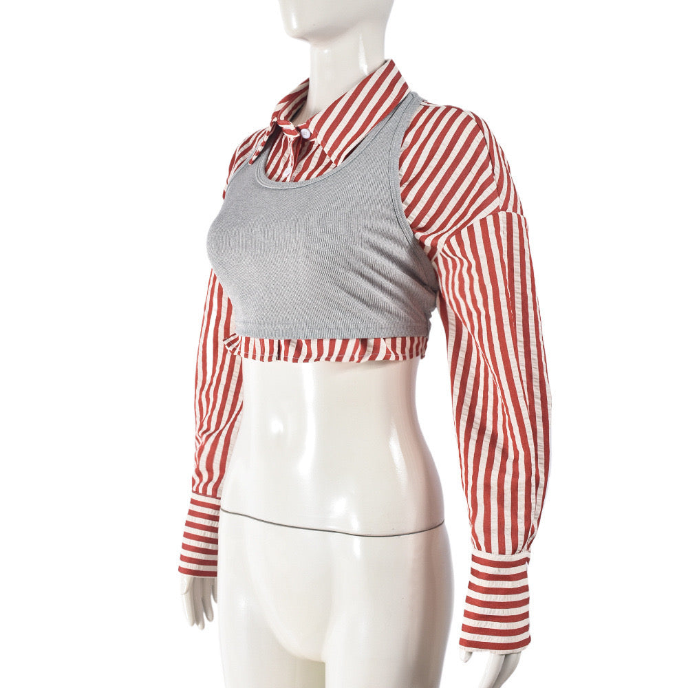 Striped Page Boy Crop