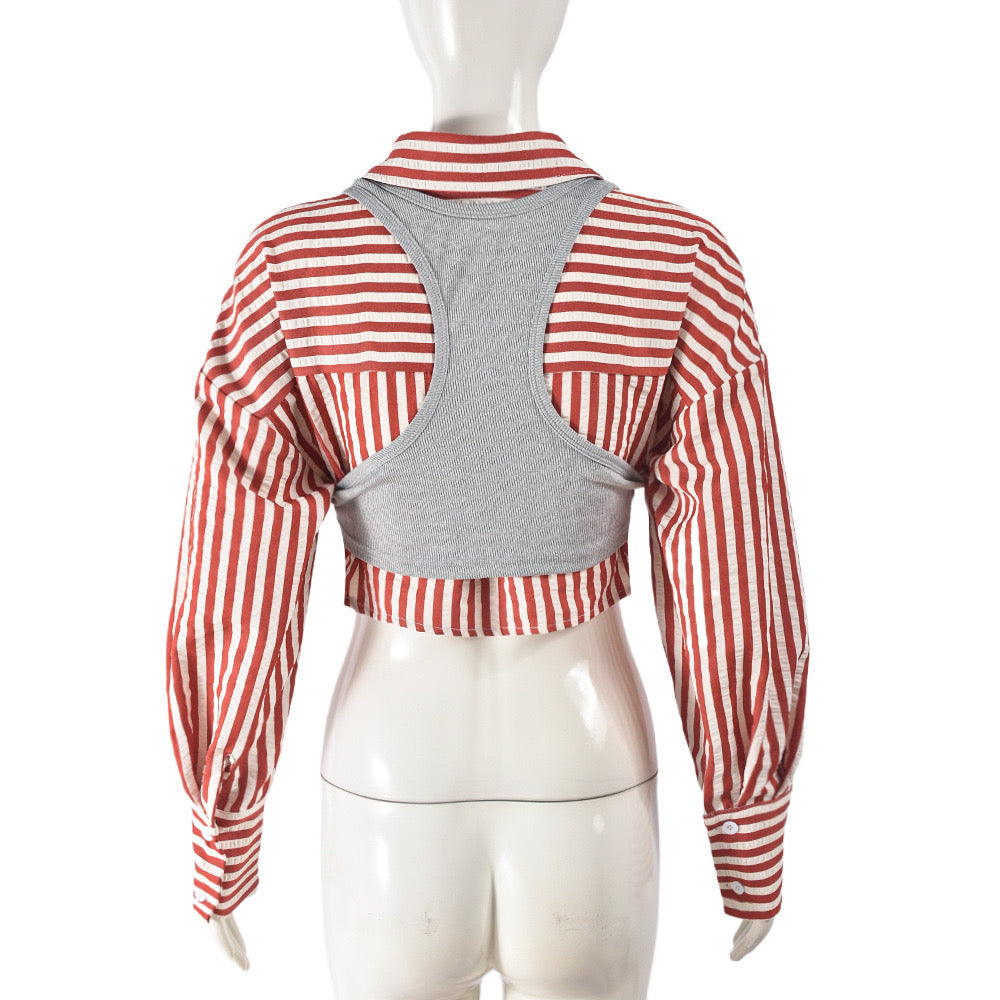 Striped Page Boy Crop
