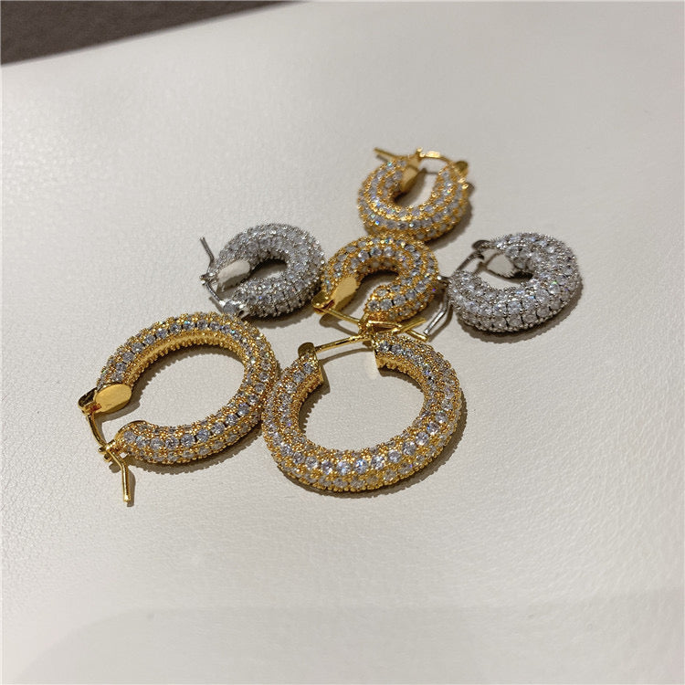 Rhinestone Mini Hoop Earrings