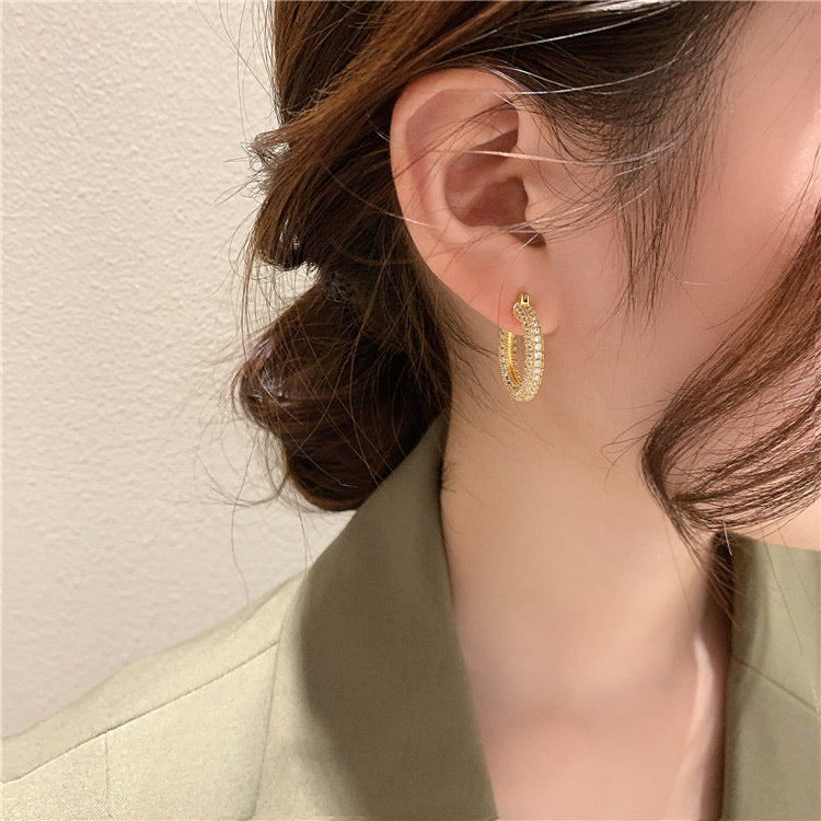Rhinestone Mini Hoop Earrings