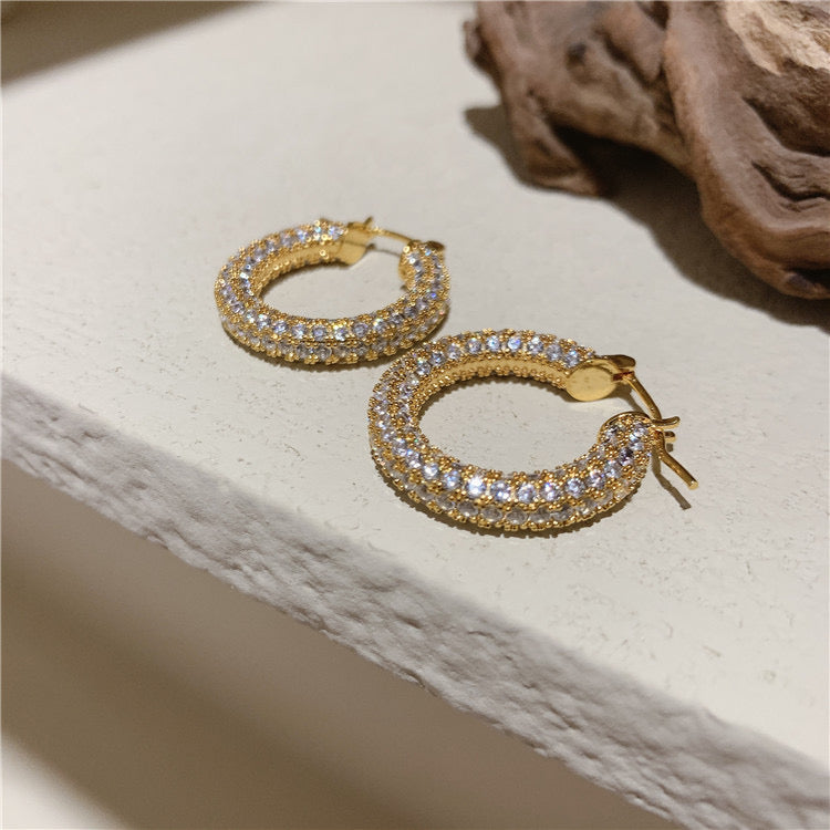 Rhinestone Mini Hoop Earrings