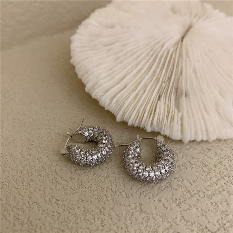 Rhinestone Mini Hoop Earrings