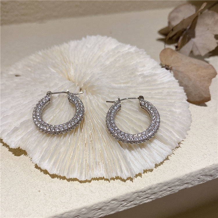Rhinestone Mini Hoop Earrings