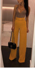 Casual Simple High Waist Wide Leg Pants With Belt.