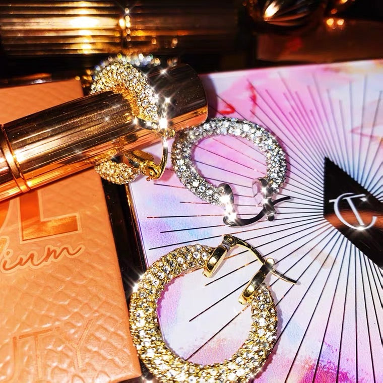 Rhinestone Mini Hoop Earrings