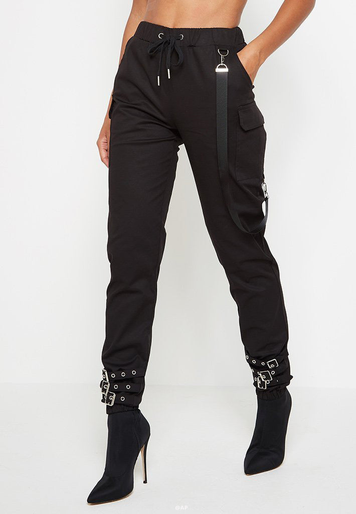 Buckle-Accented Cargo Pants